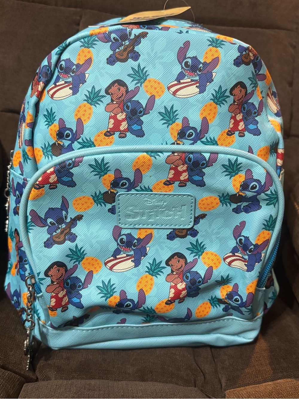 Light Blue Kids Backpack with Lilo & Stitch Pineapple Print